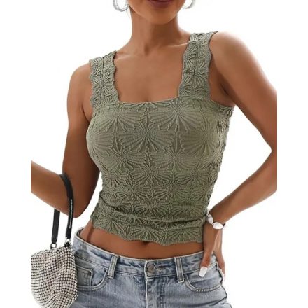 Floral Jacquard Thick Strap Tank Top