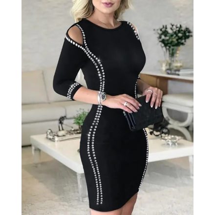 Contrast Sequin V-Neck Bodycon Dress Sexy Slim Fit Mini Dress