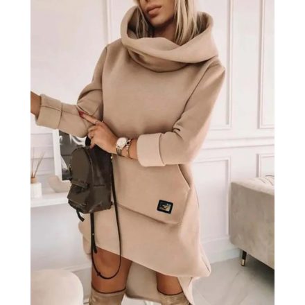 High Neck Long Sleeve Sweatshirt Casual Dress