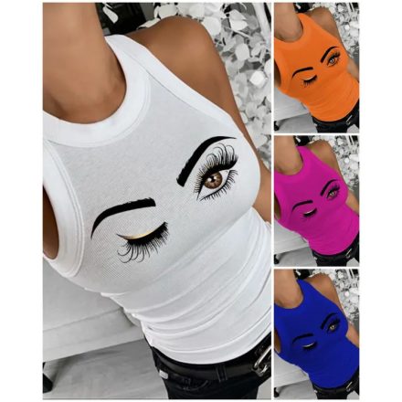 Eyelash Print Casual Tank Top