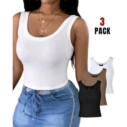 3-Pack Scoop Neck Sleeveless Ribbed Tank Top Cami Tee Shirts