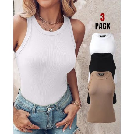 3-Pack Knit Round Neck Thick Strap Racerback Tank Tops