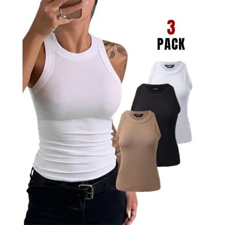 3-Pack Knit Round Neck Thick Strap Racerback Tank Tops