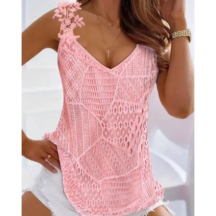 Lace Tank Tops V Neck Fashion Casual Sleeveless Blouse