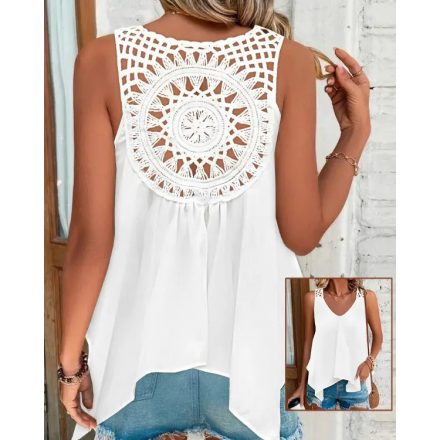 Crochet Lace Asymmetrical Hem Tank Top