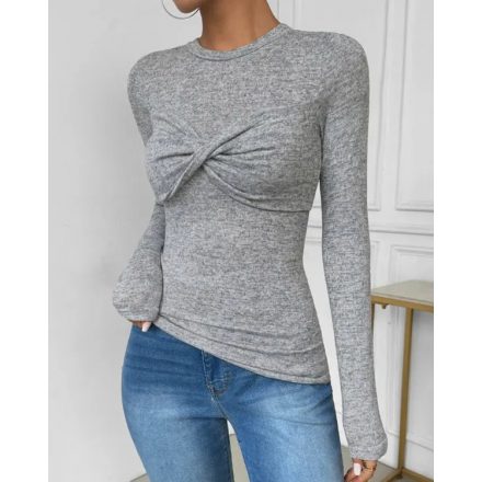 O-neck Long Sleeve Twisted Slim Fit Top