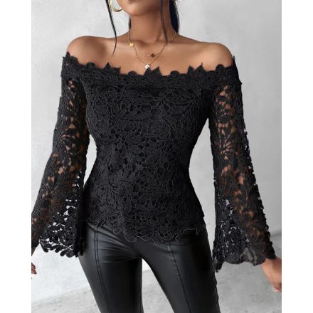 Off Shoulder Long Sleeve Lace Top