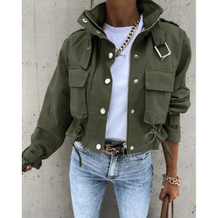 Pocket Button Design Long Sleeve Cargo Biker Jacket